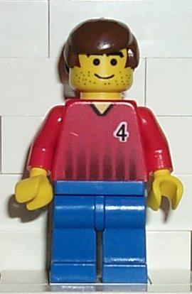 LEGO Minifigure-Soccer Player Red/Blue Team with shirt #4-Sports / Soccer-SOC062-Creative Brick Builders